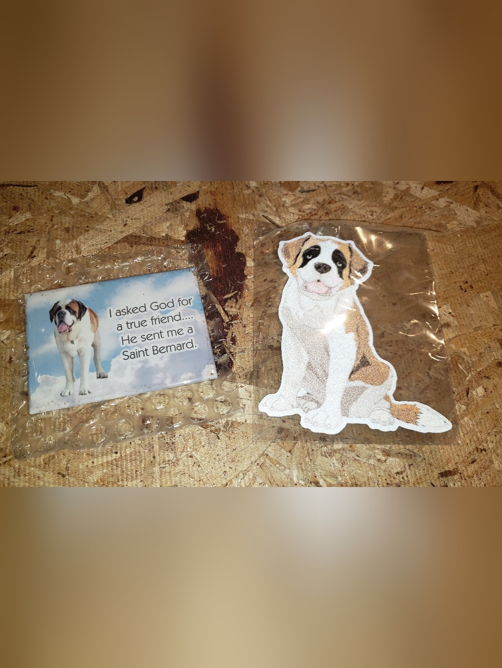 Saint Bernard Dog Magnet and Iron On Patch Set - Brown & White